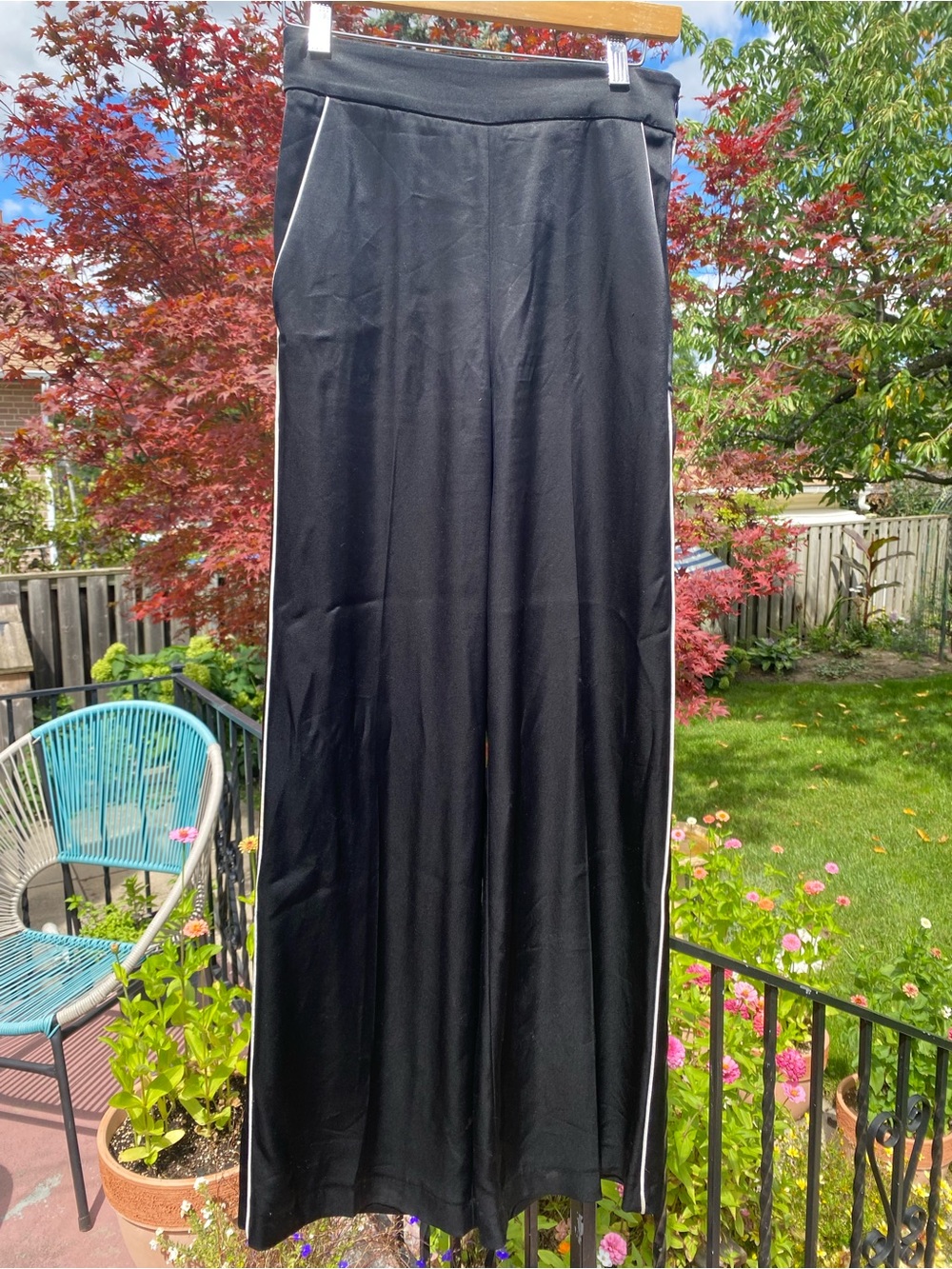 Wilfred Black Pants with White Side Stripes